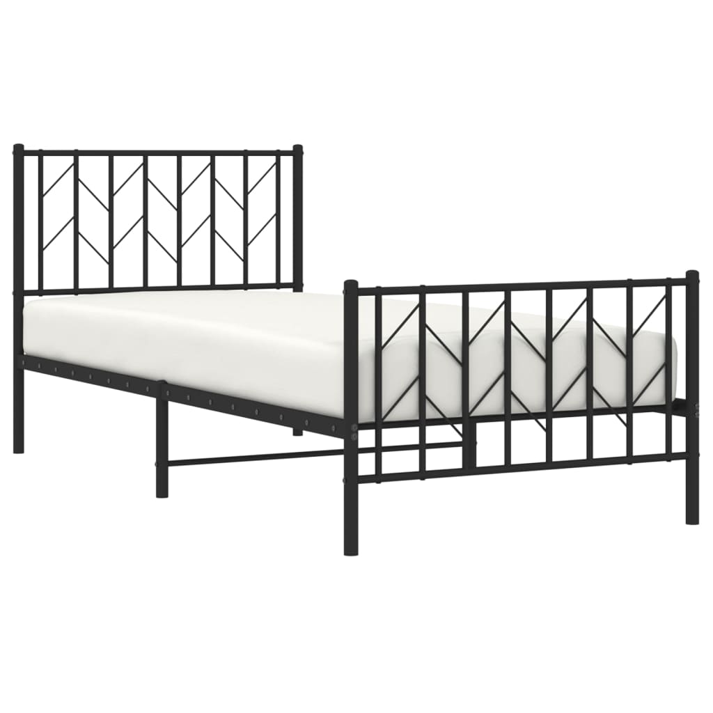 Sengeramme i metall med hode- og fotgavl svart 90x200 cm vidaXL