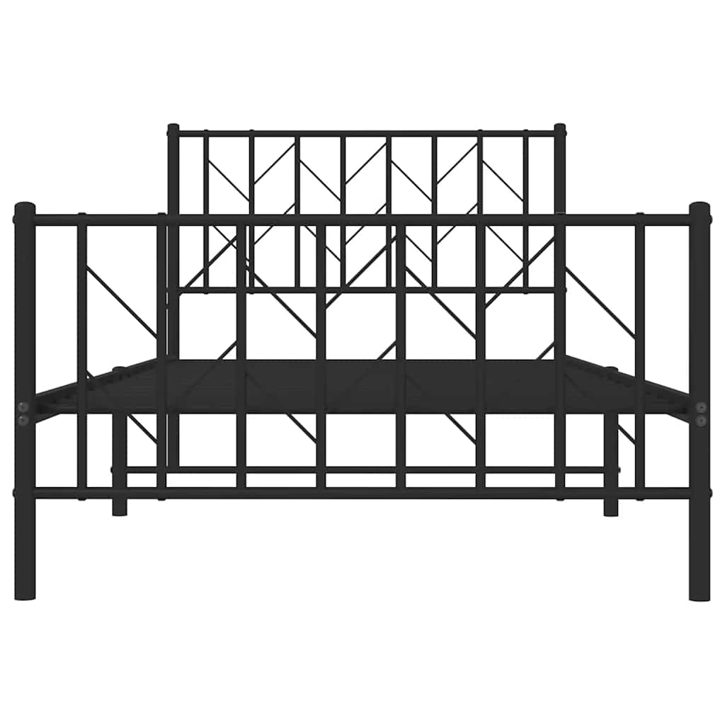 Sengeramme i metall med hode- og fotgavl svart 100x200 cm