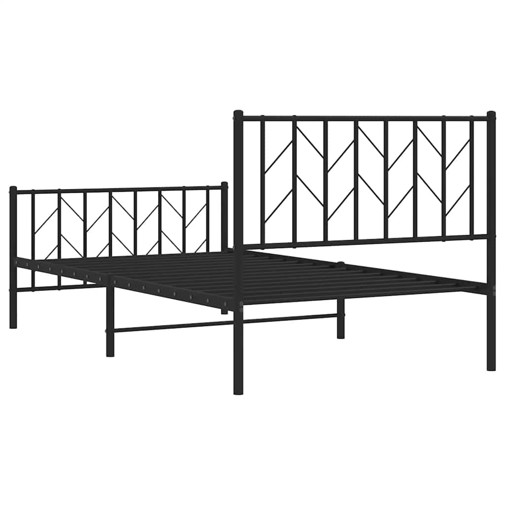 Sengeramme i metall med hode- og fotgavl svart 100x200 cm
