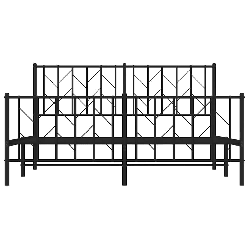 Sengeramme i metall med hode- og fotgavl svart 150x200 cm