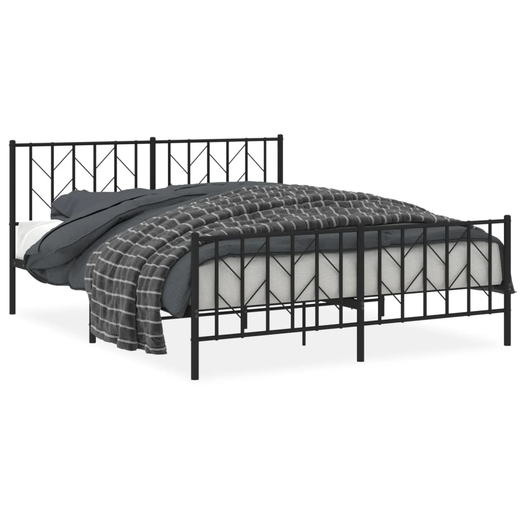 Sengeramme i metall uten madrass med fotgavl svart 160x200 cm