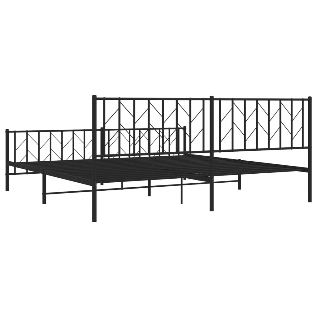 Sengeramme i metall med hode- og fotgavl svart 200x200 cm