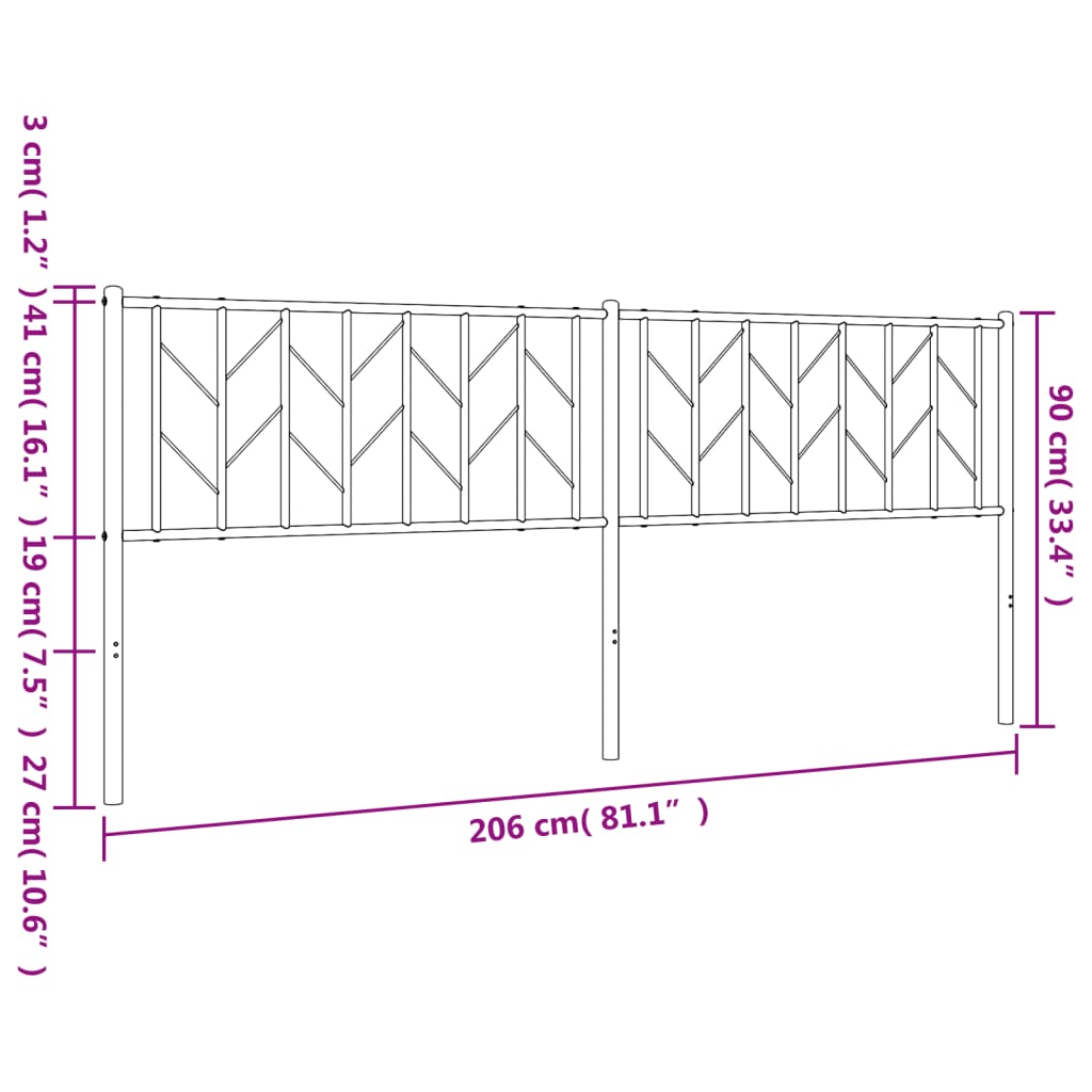 Utskiftbar sengegavl i metall svart 200 cm