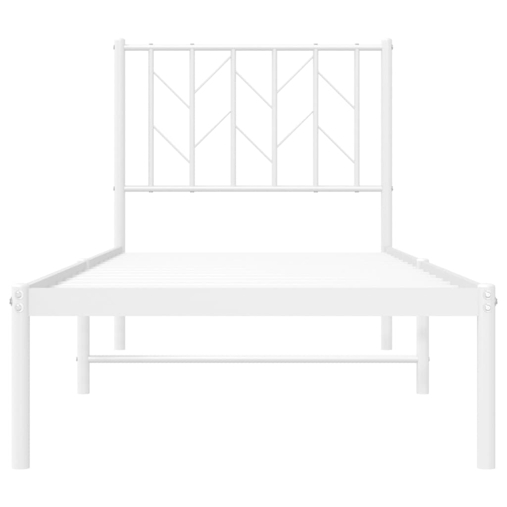 Sengeramme i metall uten madrass med hodegavl hvit 75x190 cm vidaXL