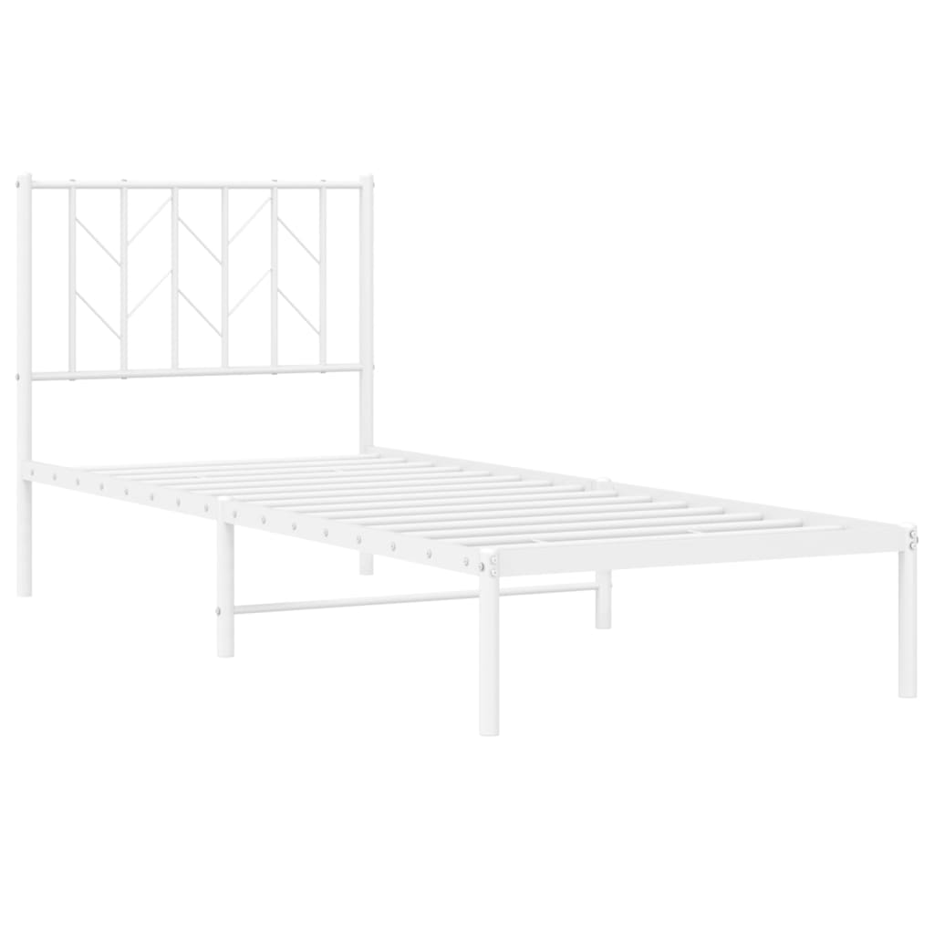 Sengeramme i metall med hodegavl hvit 80x200 cm