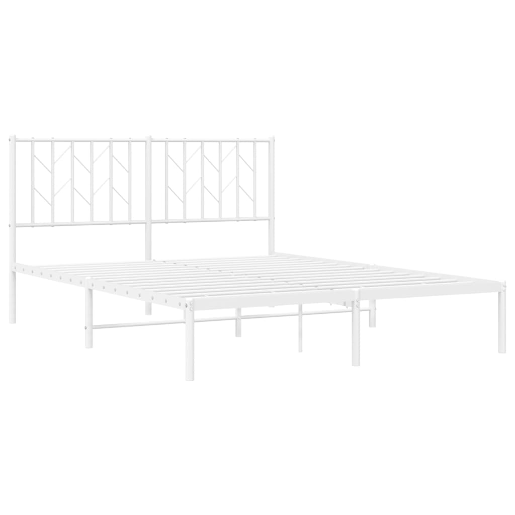 Sengeramme i metall med hodegavl hvit 140x200 cm