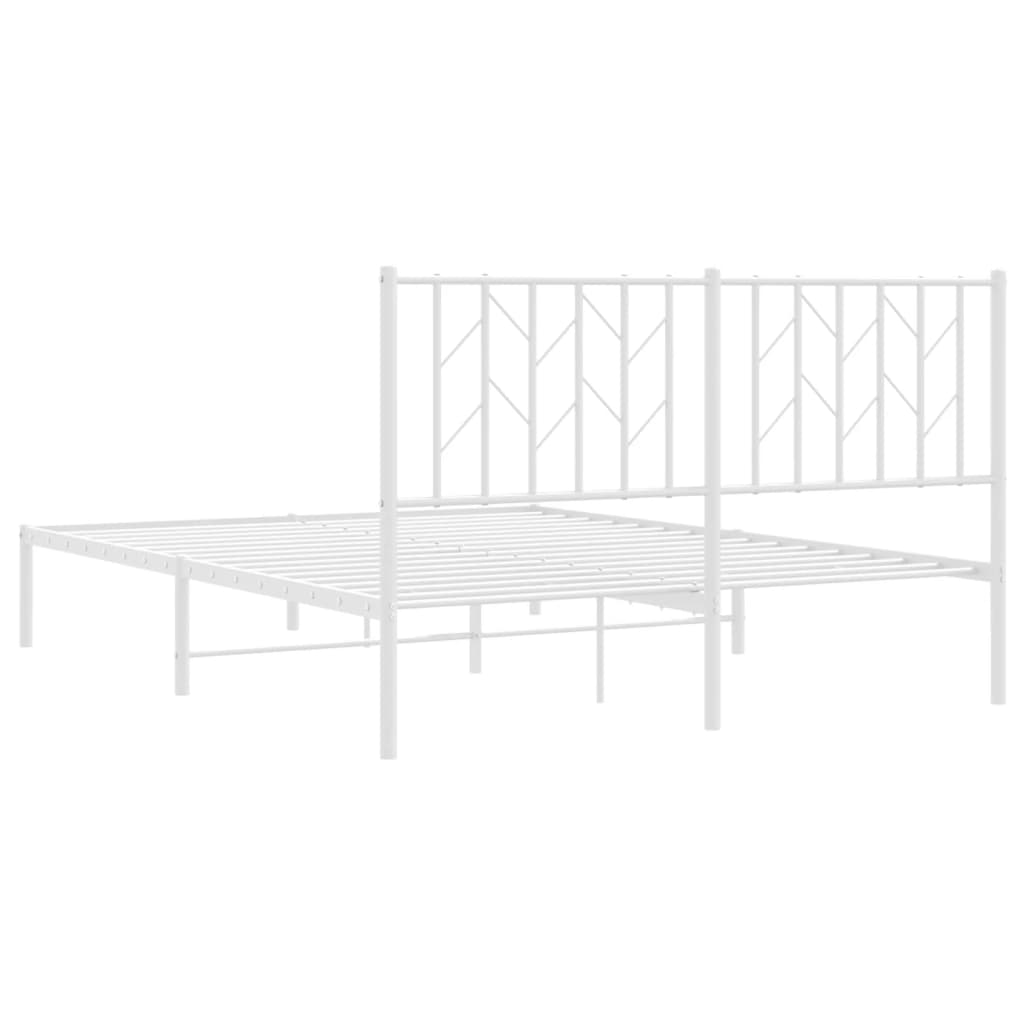 Sengeramme i metall med hodegavl hvit 140x200 cm