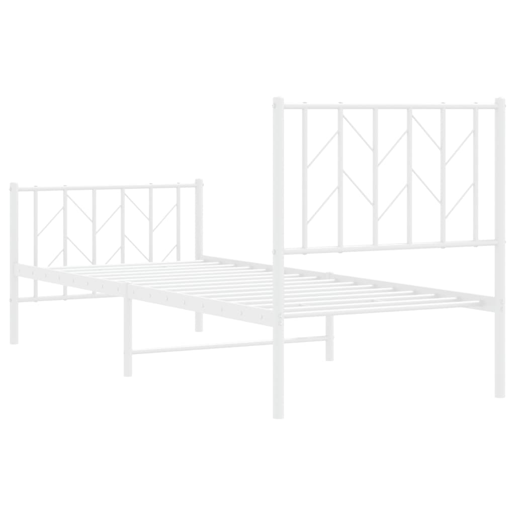 Sengeramme i metall med hode- og fotgavl hvit 75x190 cm