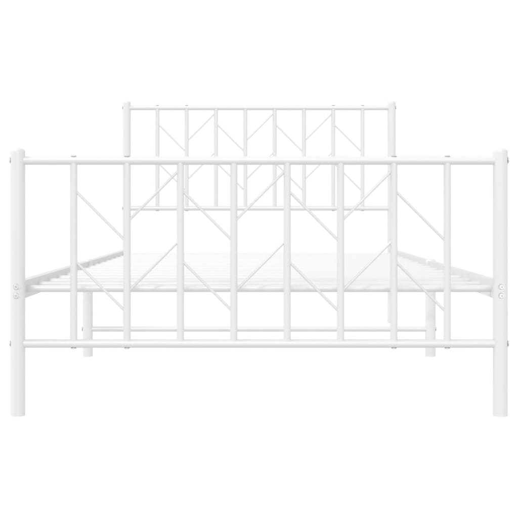 Sengeramme i metall med hode- og fotgavl hvit 107x203 cm