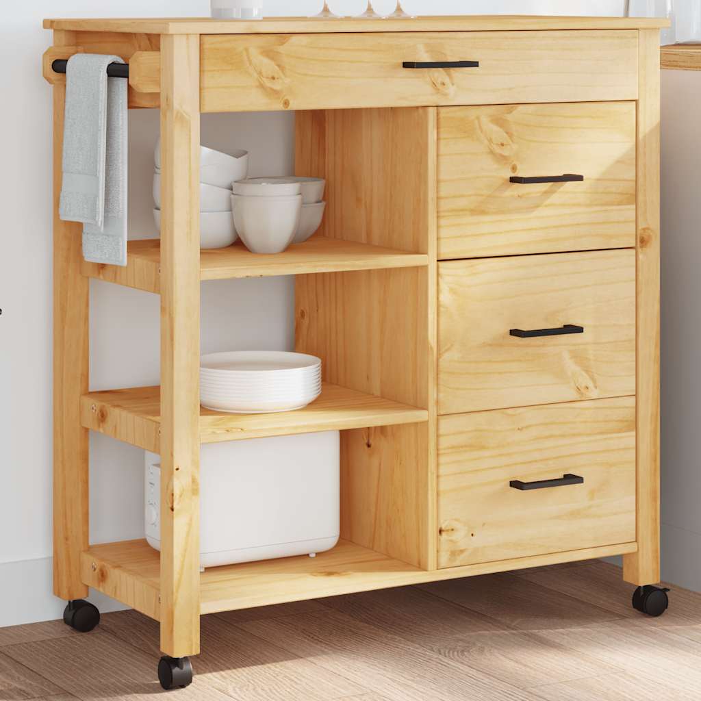 Kjøkkenvogn MONZA 84x40x88,5 cm heltre furu