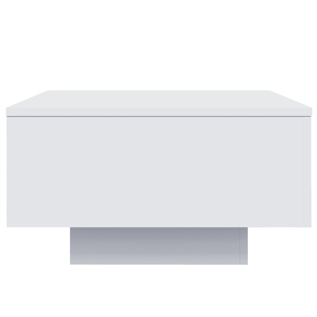 Salongbord med LED-lys hvit 55x55x31 cm