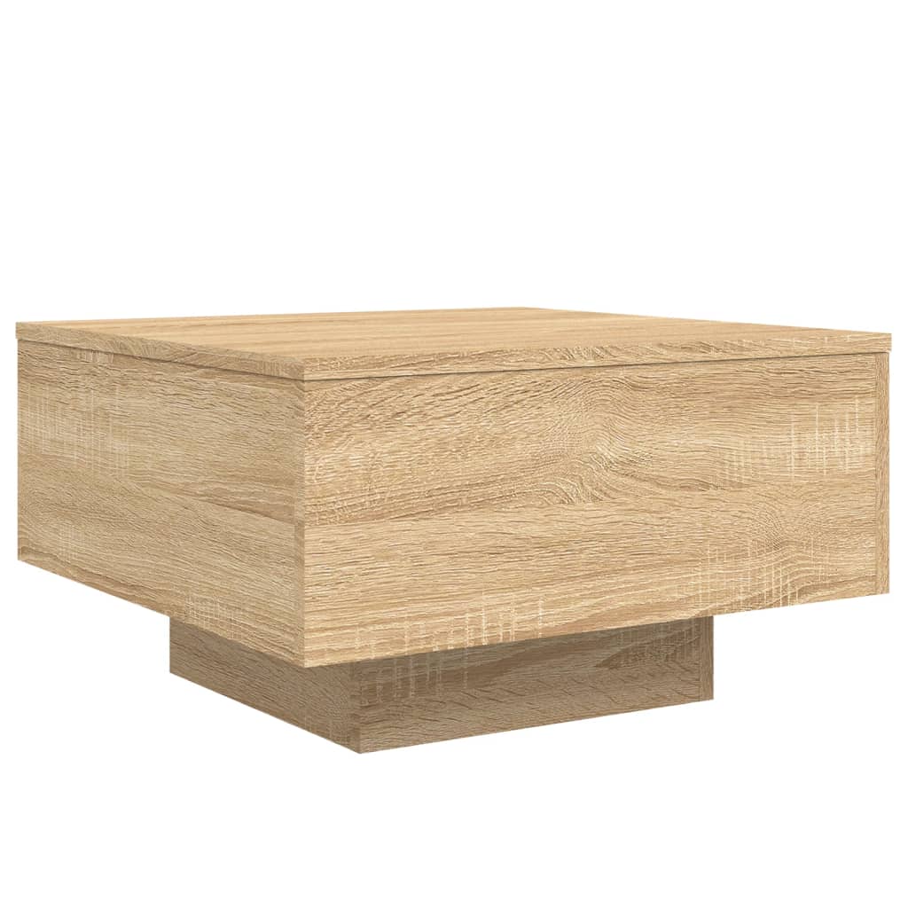 Salongbord med LED-lys sonoma eik 55x55x31 cm