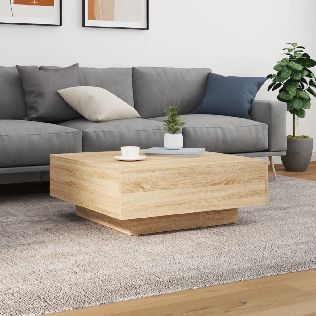 Salongbord sonoma eik 80x80x31 cm sponplate