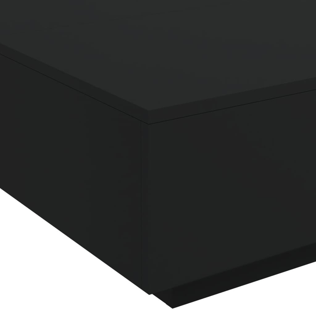 Salongbord med LED-lys svart 80x80x31 cm