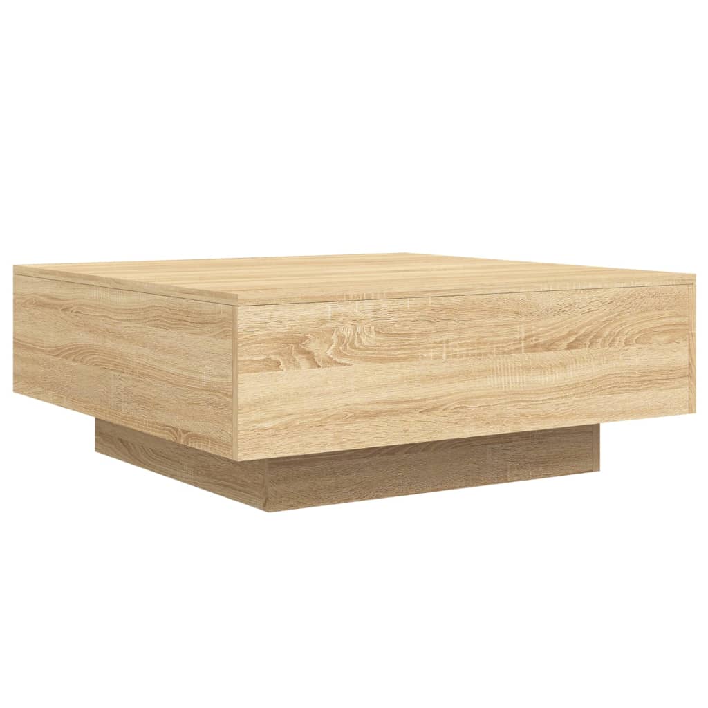 Salongbord med LED-lys sonoma eik 80x80x31 cm