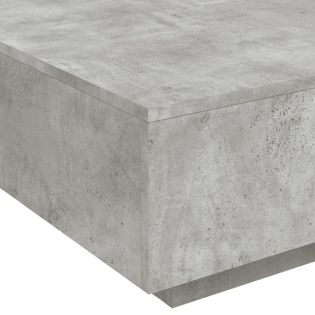 Salongbord med LED-lys betonggrå 80x80x31 cm