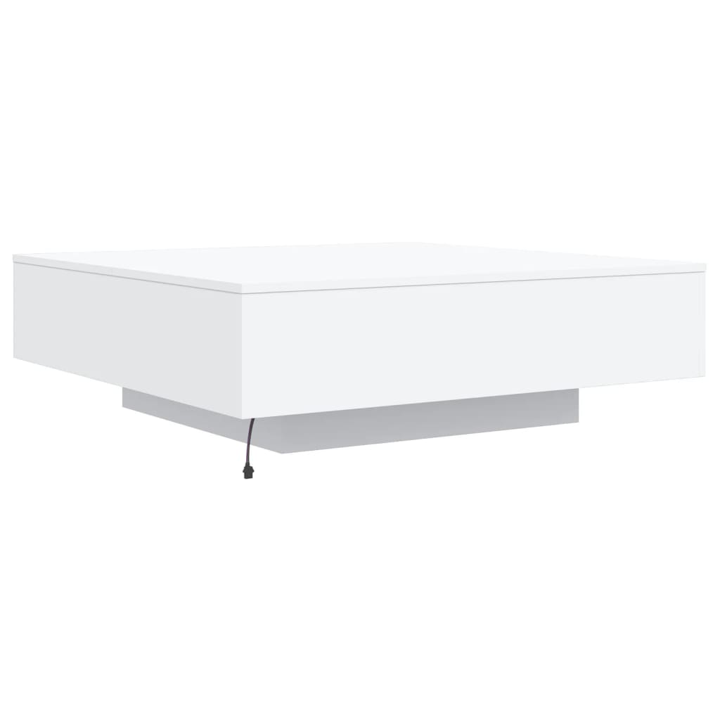 Salongbord med LED-lys hvit 100x100x31 cm
