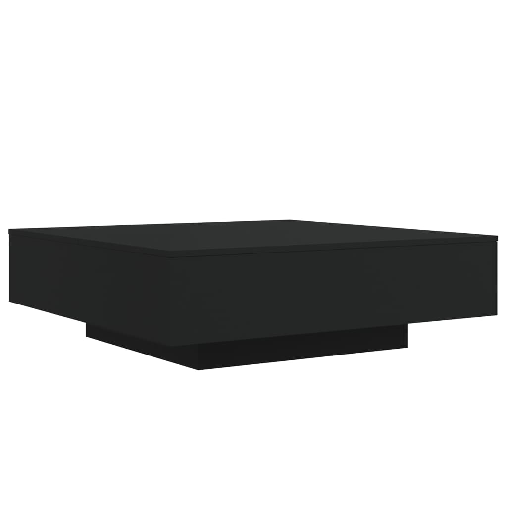 Salongbord med LED-lys svart 100x100x31 cm