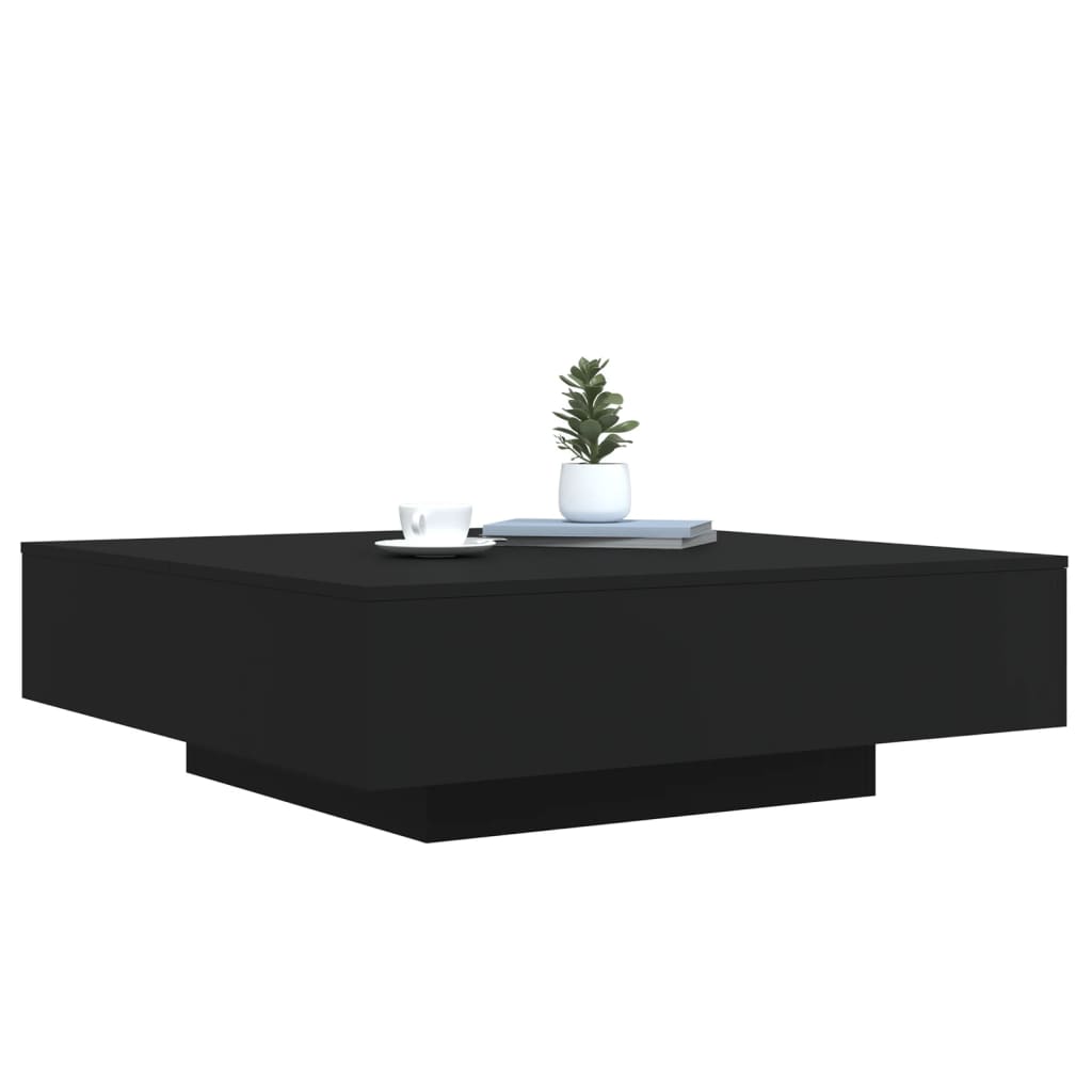 Salongbord med LED-lys svart 100x100x31 cm