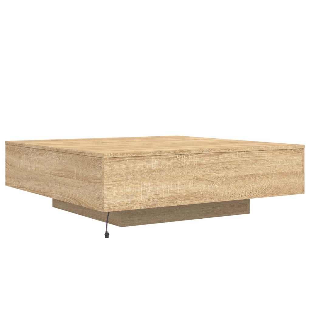 Salongbord med LED-lys sonoma eik 100x100x31 cm