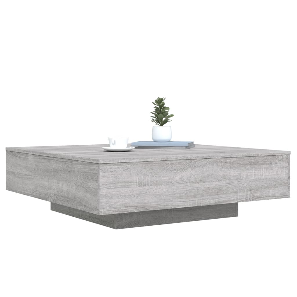 Salongbord med LED-lys grå sonoma 100x100x31 cm