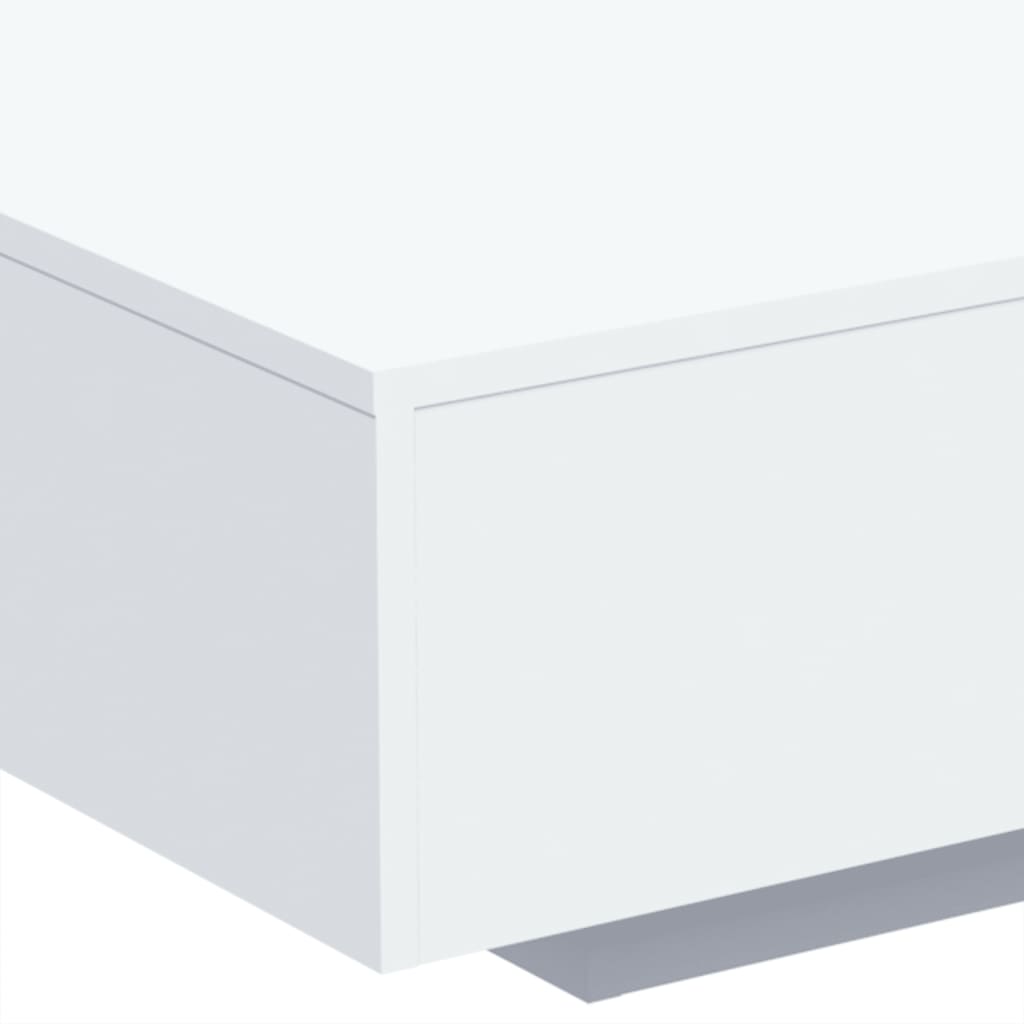 Salongbord med LED-lys hvit 85x55x31 cm