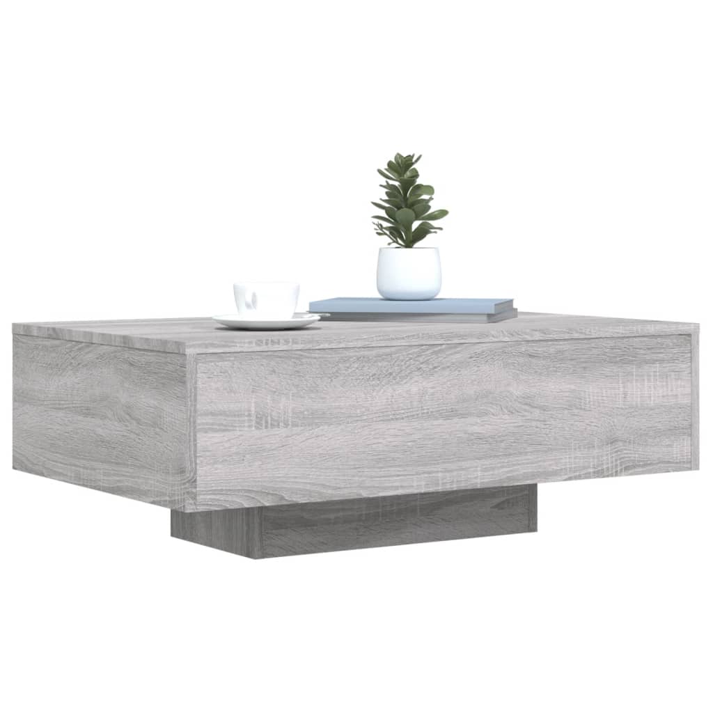 Salongbord med LED-lys grå sonoma 85x55x31 cm