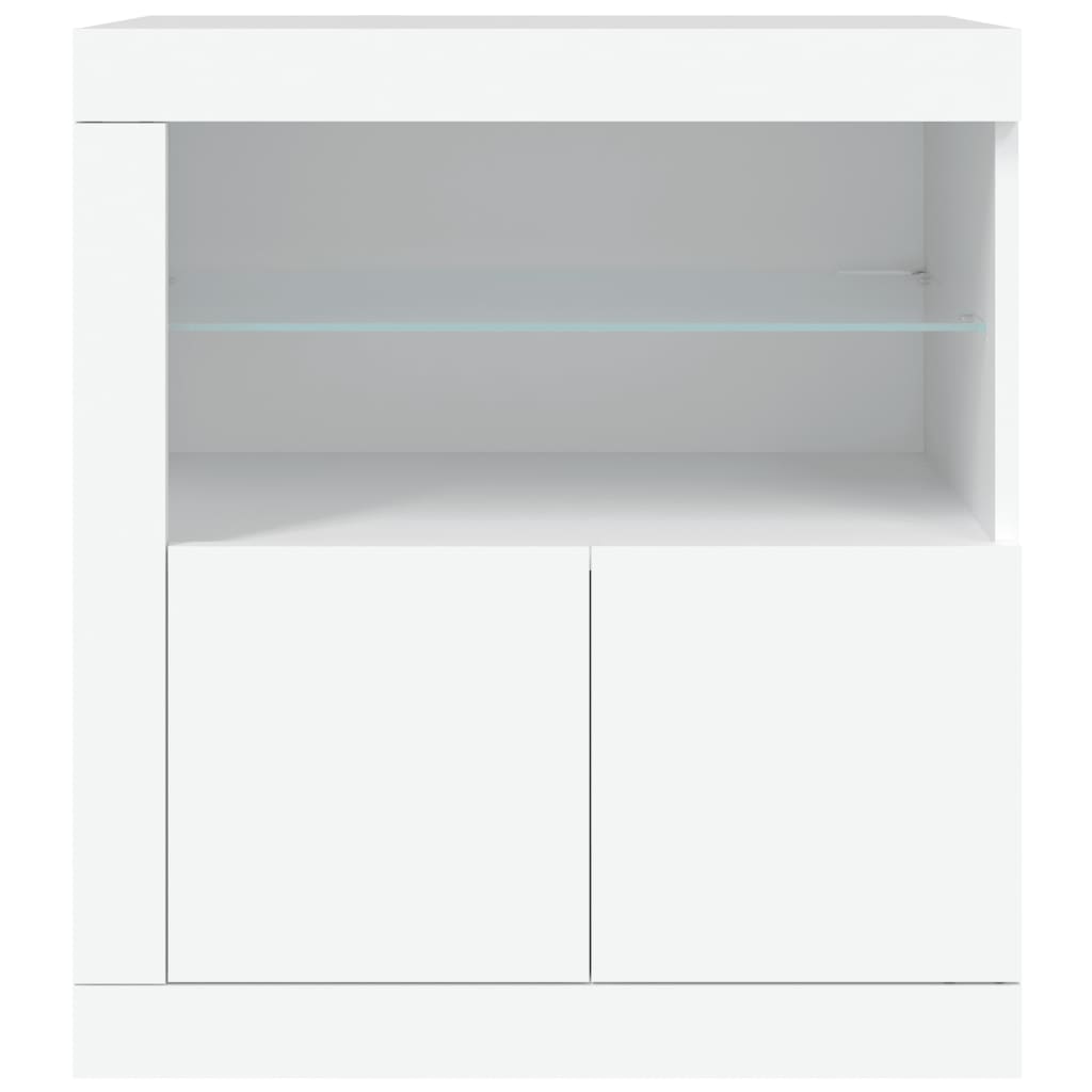 Skjenk med LED-lys hvit 60,5x37x67 cm