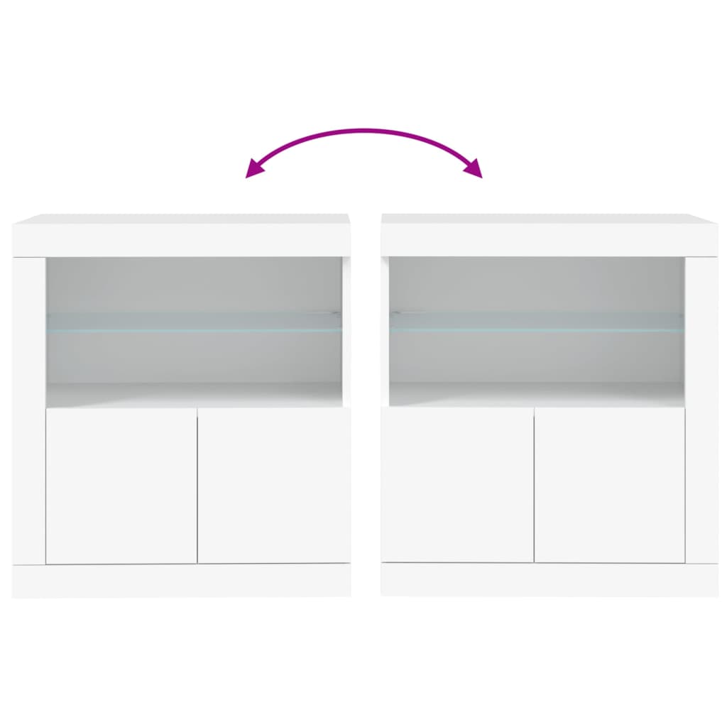 Skjenk med LED-lys hvit 60,5x37x67 cm