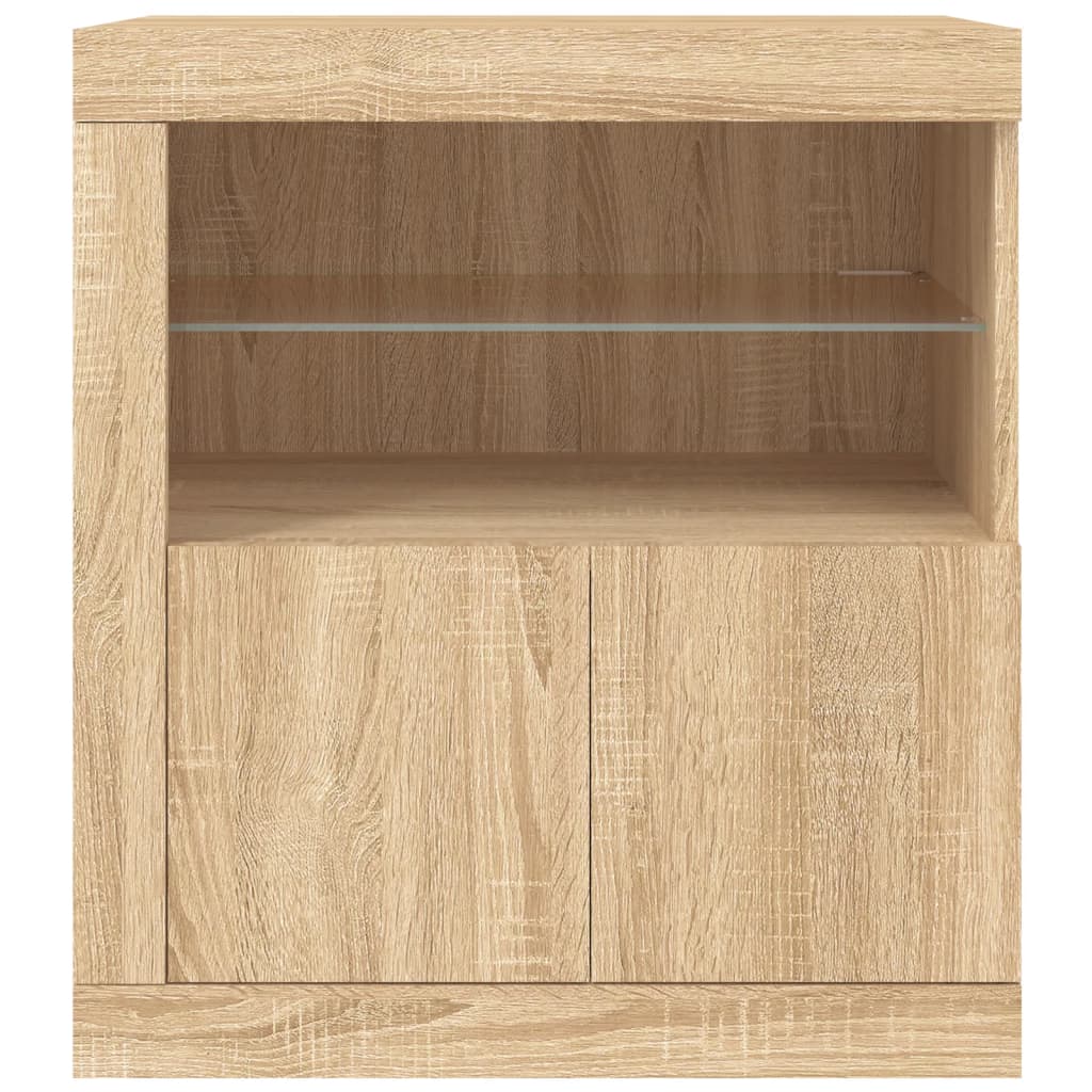 Skjenk med LED-lys sonoma eik 60,5x37x67 cm vidaXL