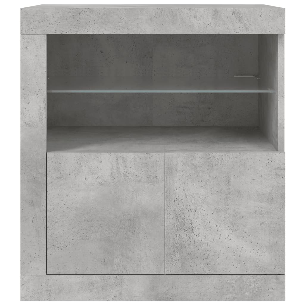 Skjenk med LED-lys betonggrå 60,5x37x67 cm vidaXL