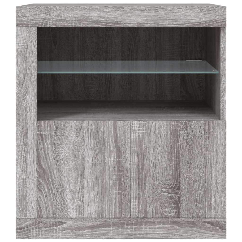 Skjenk med LED-lys grå sonoma 60,5x37x67 cm