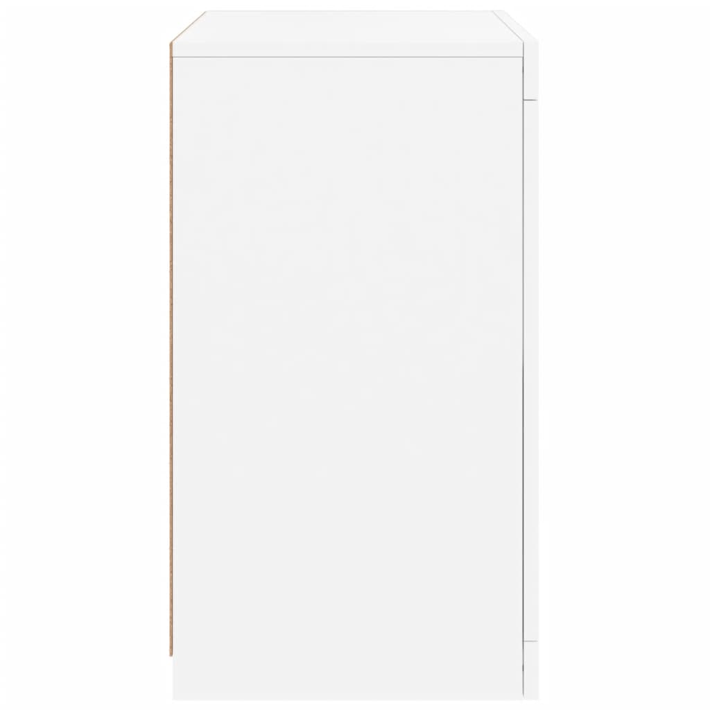 Sideskap med LED 2 stk hvit konstruert tre