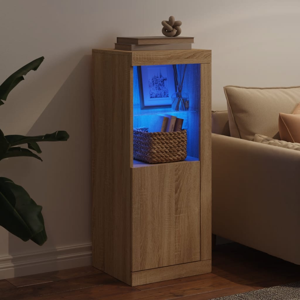 Skjenk med LED-lys sonoma eik 41x37x100 cm