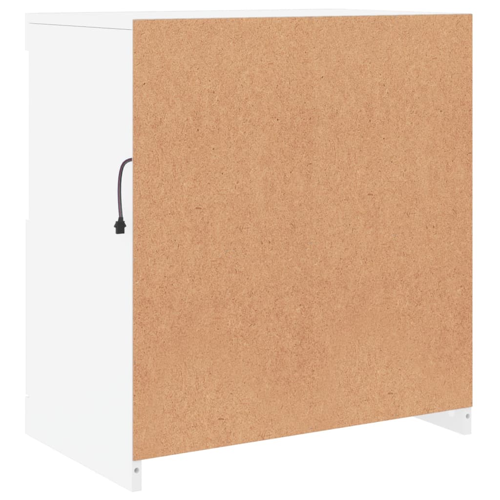 Skjenk med LED-lys hvit 60x37x67 cm
