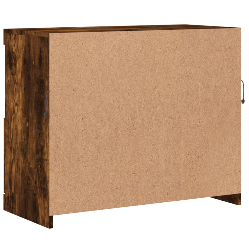 Skjenk med LED-lys røkt eik 81x37x67 cm