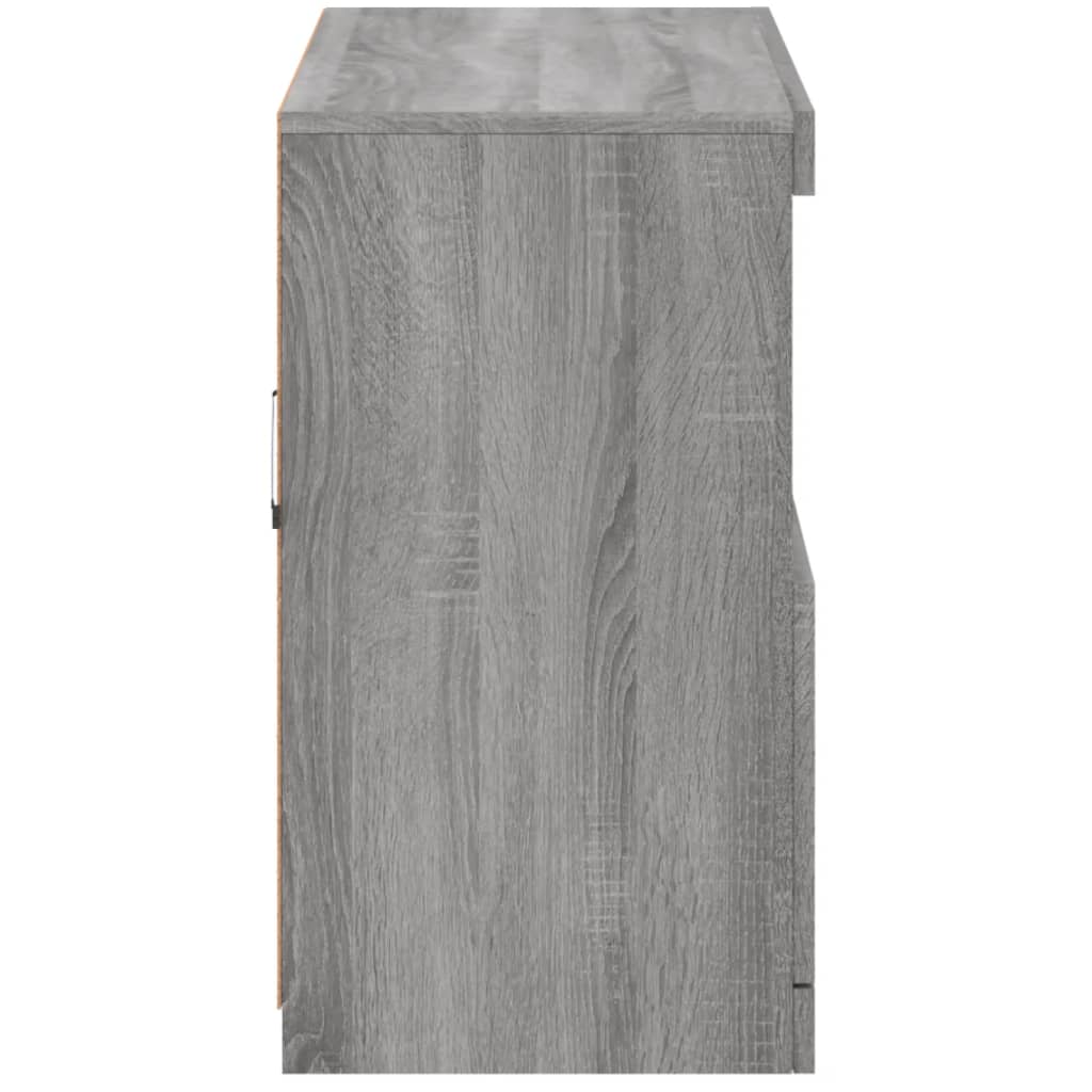 Skjenk med LED-lys grå sonoma 81x37x67 cm