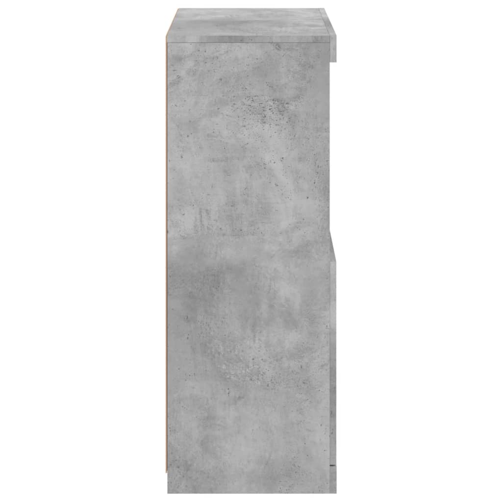 Skjenk med LED-lys betonggrå 60,5x37x100 cm