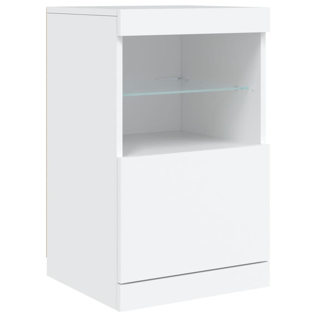 Skjenk med LED-lys hvit 41x37x67 cm