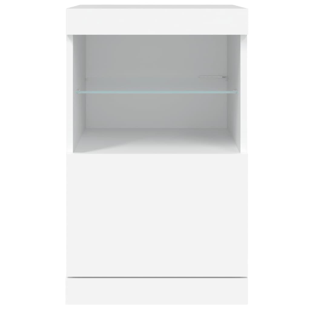 Skjenk med LED-lys hvit 41x37x67 cm