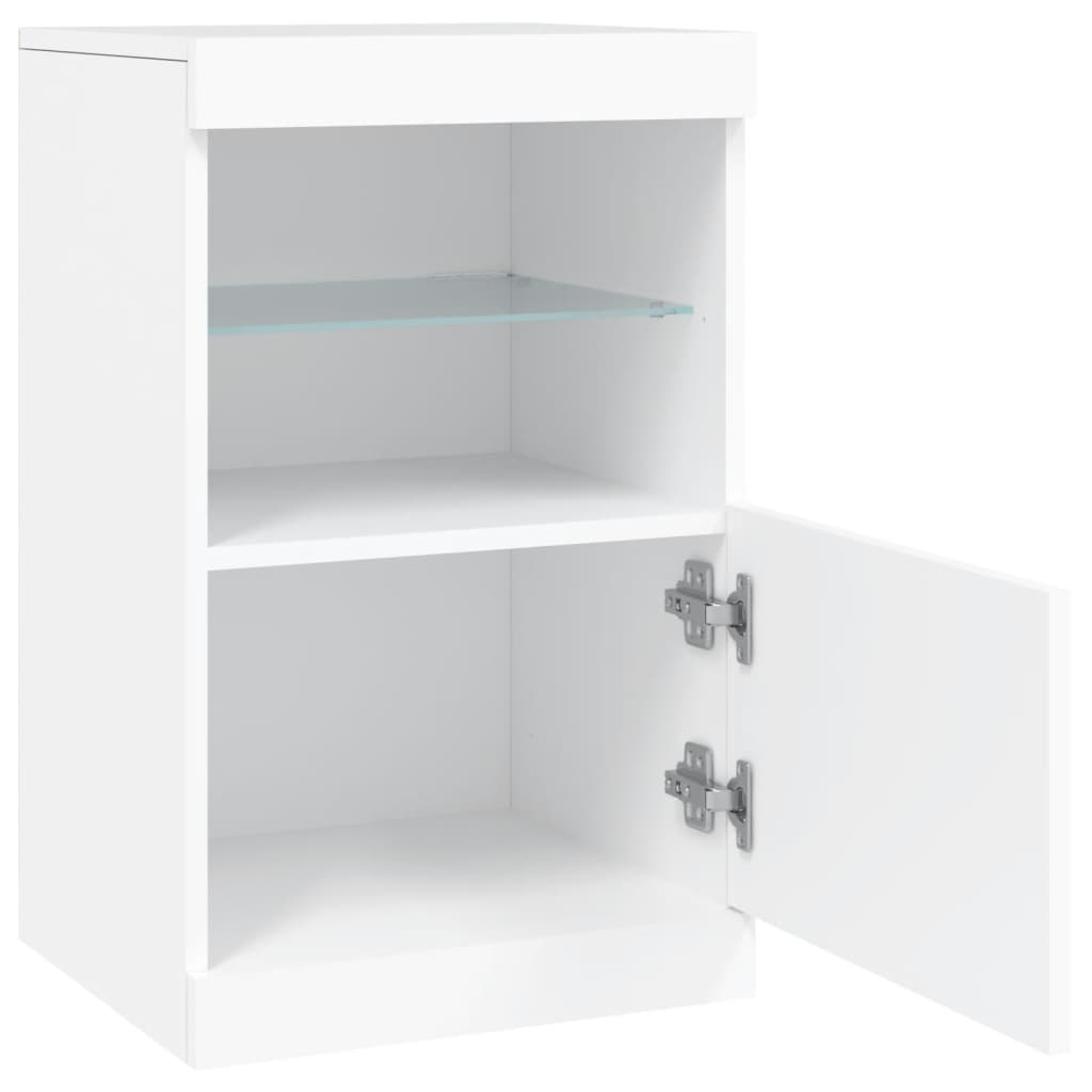 Skjenk med LED-lys hvit 41x37x67 cm