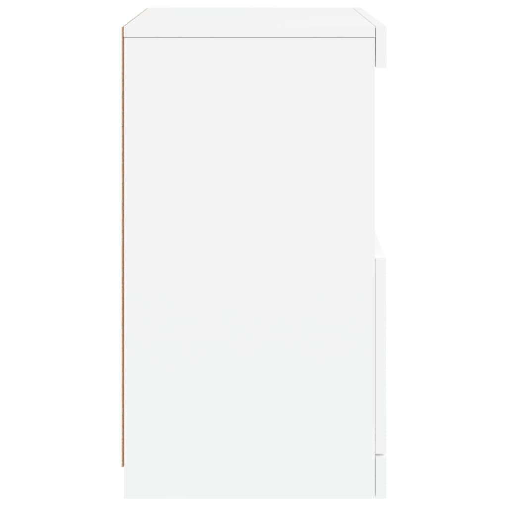 Skjenk med LED-lys hvit 41x37x67 cm