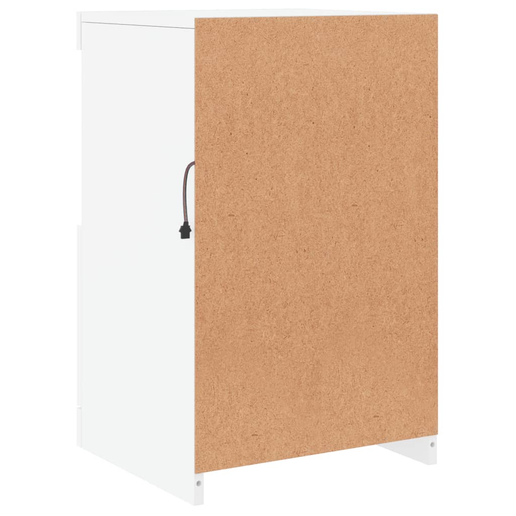 Skjenk med LED-lys hvit 41x37x67 cm