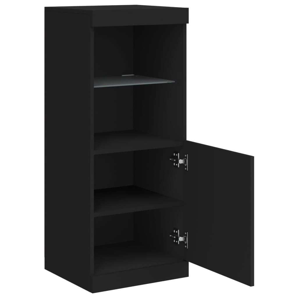 Skjenk med LED-lys svart 41x37x100 cm