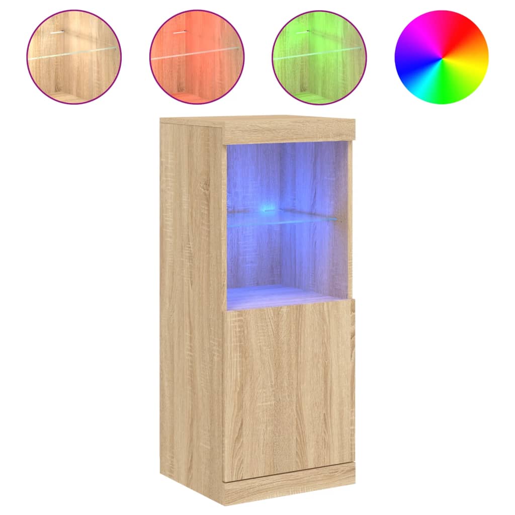 Skjenk med LED-lys sonoma eik 41x37x100 cm