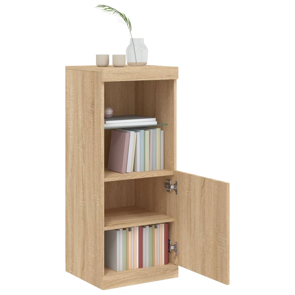 Skjenk med LED-lys sonoma eik 41x37x100 cm