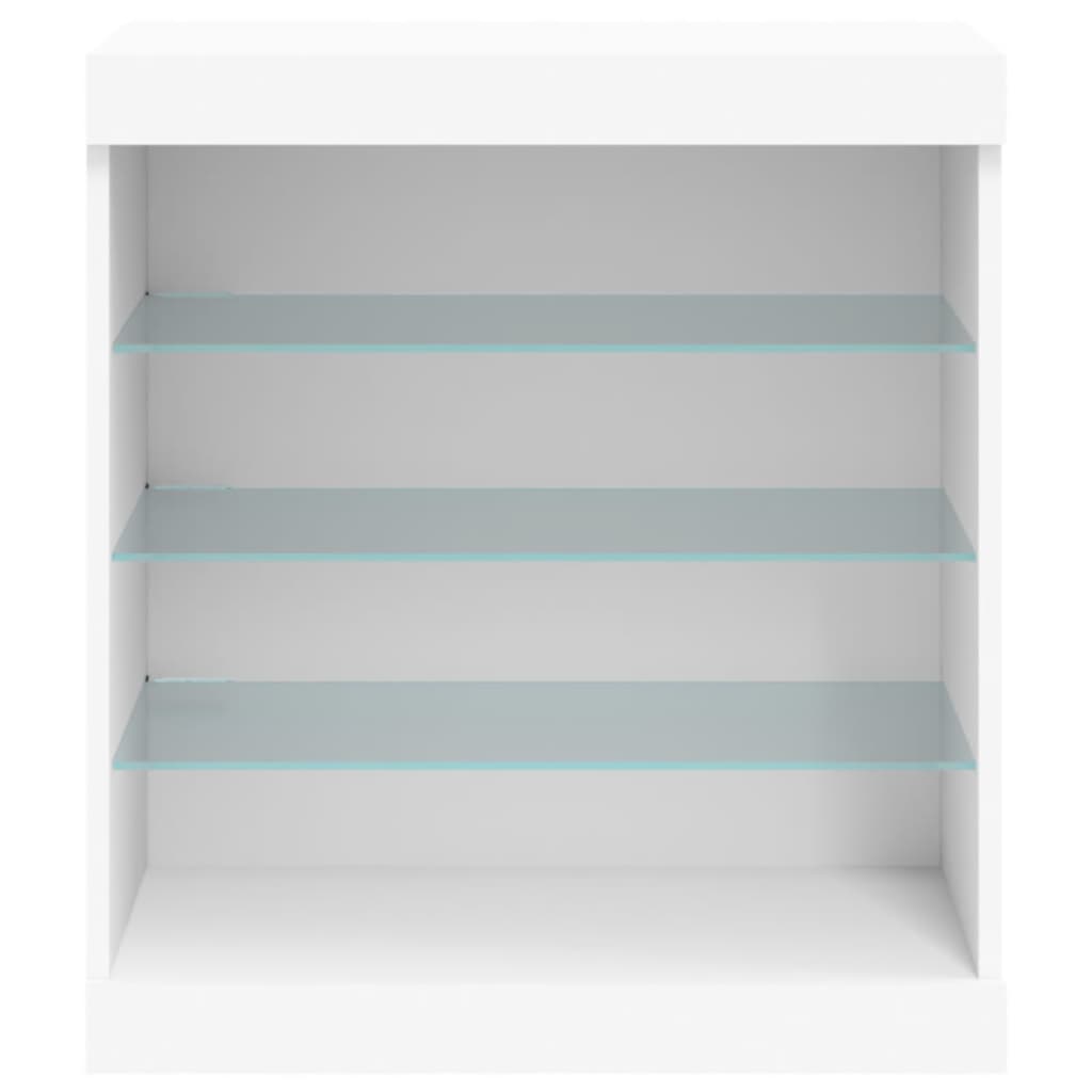Skjenk med LED-lys hvit 60,5x37x67 cm