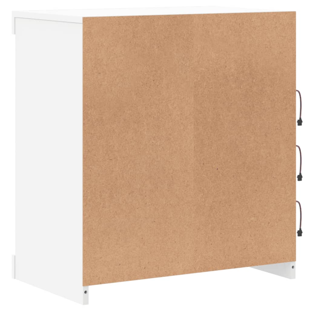 Skjenk med LED-lys hvit 60,5x37x67 cm