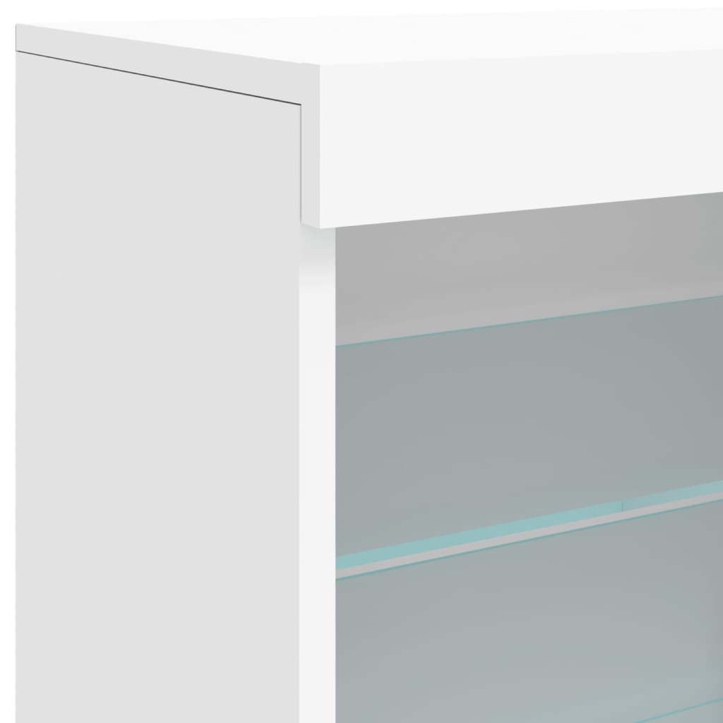 Skjenk med LED-lys hvit 60,5x37x67 cm