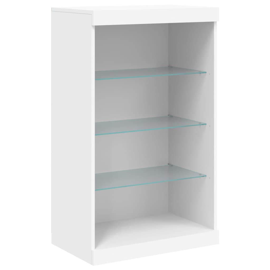 Skjenk med LED-lys hvit 60,5x37x100 cm
